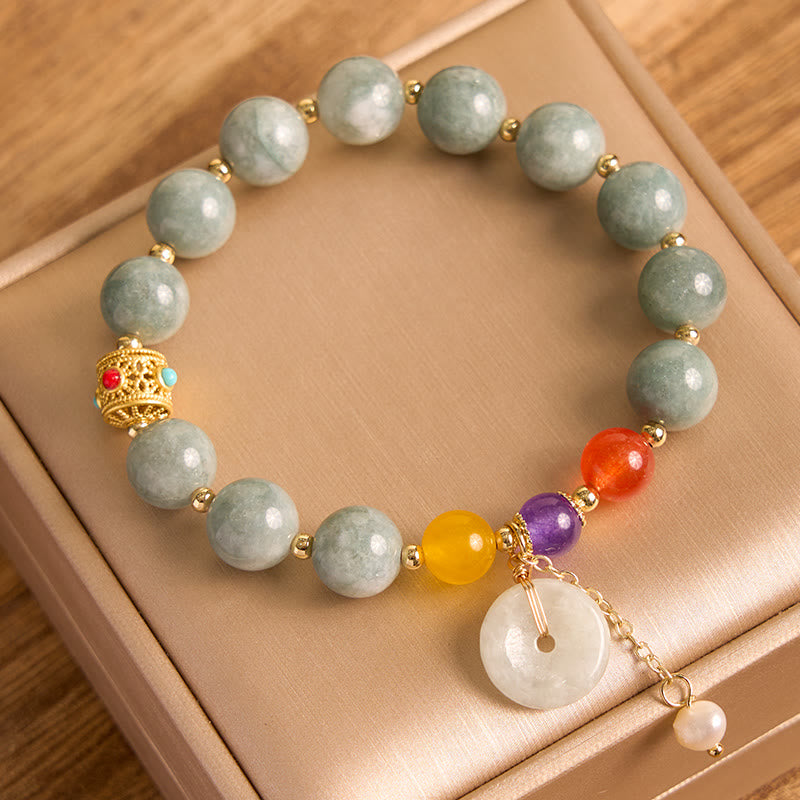 Jade-Rot-Achat-Peace-Schnalle-Vertrauensarmband