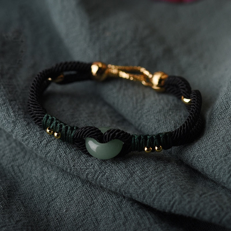Jade Serenity: Handgemachtes geflochtenes Seilarmband