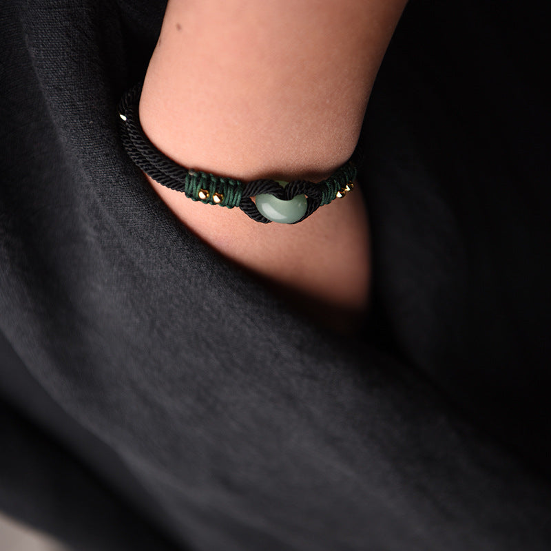Jade Serenity: Handgemachtes geflochtenes Seilarmband