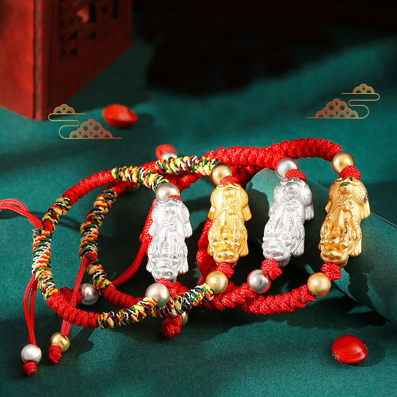 Pixiu-Armband für Kinder aus 999er Sterlingsilber mit King-Kong-Knoten zum Schutz