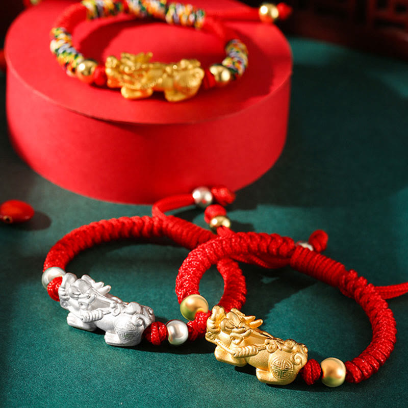 Pixiu-Armband für Kinder aus 999er Sterlingsilber mit King-Kong-Knoten zum Schutz