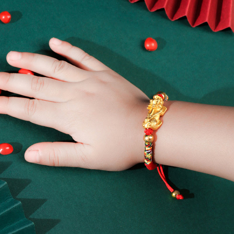 Pixiu-Armband für Kinder aus 999er Sterlingsilber mit King-Kong-Knoten zum Schutz
