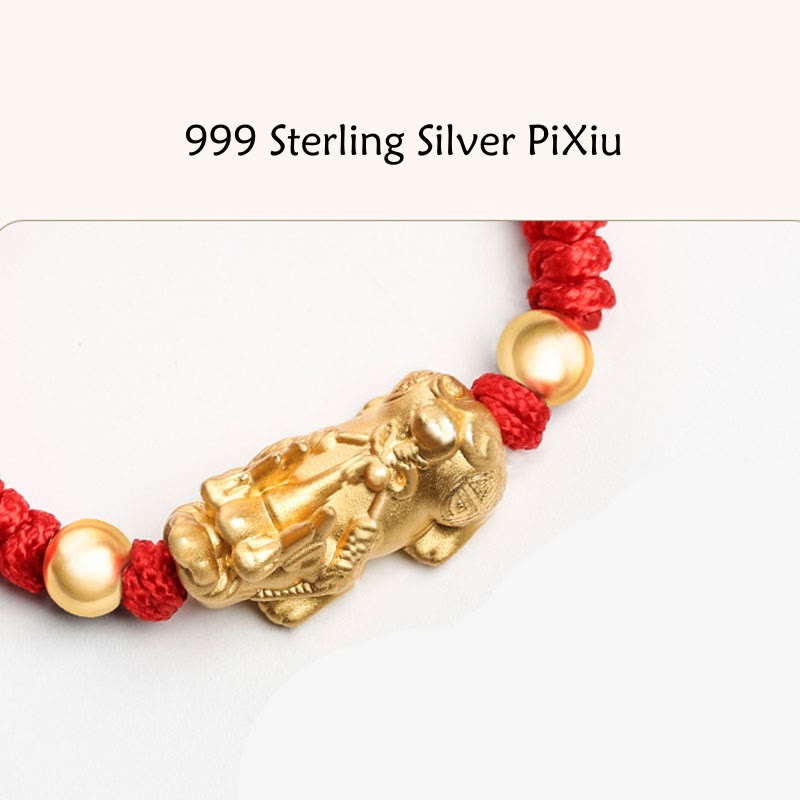 Pixiu-Armband für Kinder aus 999er Sterlingsilber mit King-Kong-Knoten zum Schutz