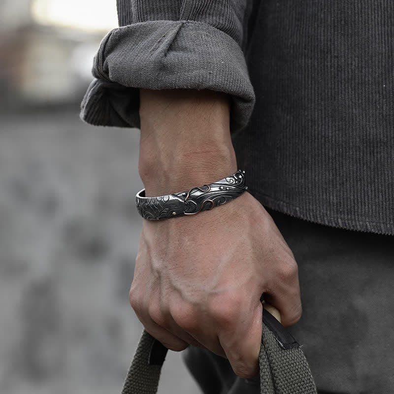 Koi-Fisch-Armband aus 999er Sterlingsilber und 990er Gold für Glück