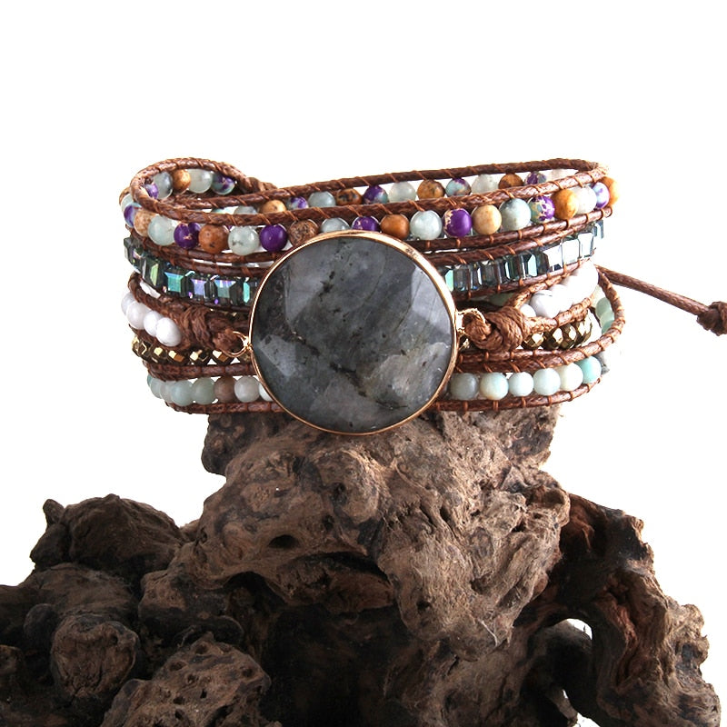 Labradorit-Wickelarmband mit kosmischer Energie