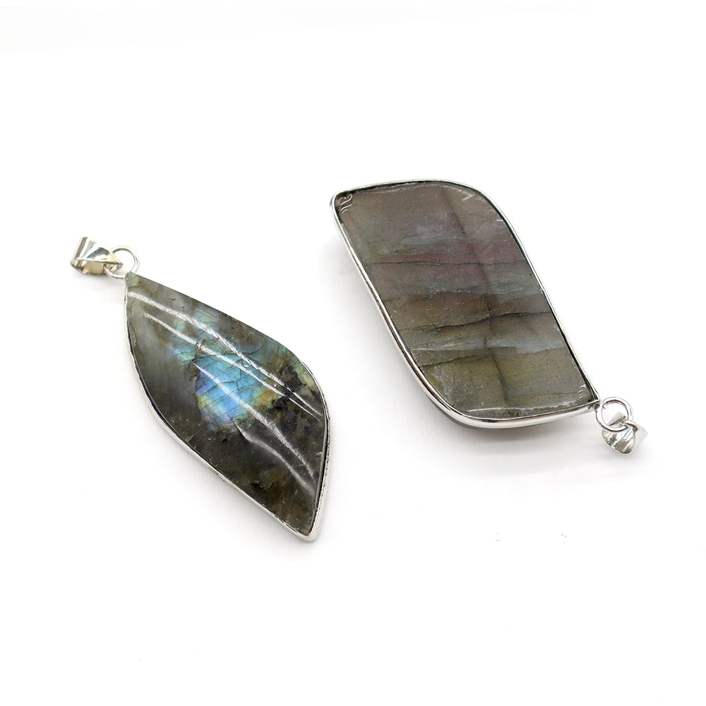 Labradorite Pendant with Iridescent Flashing Colors for Healing