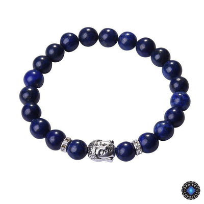 Lapislazuli-Buddha-Armband mit Silberanhänger