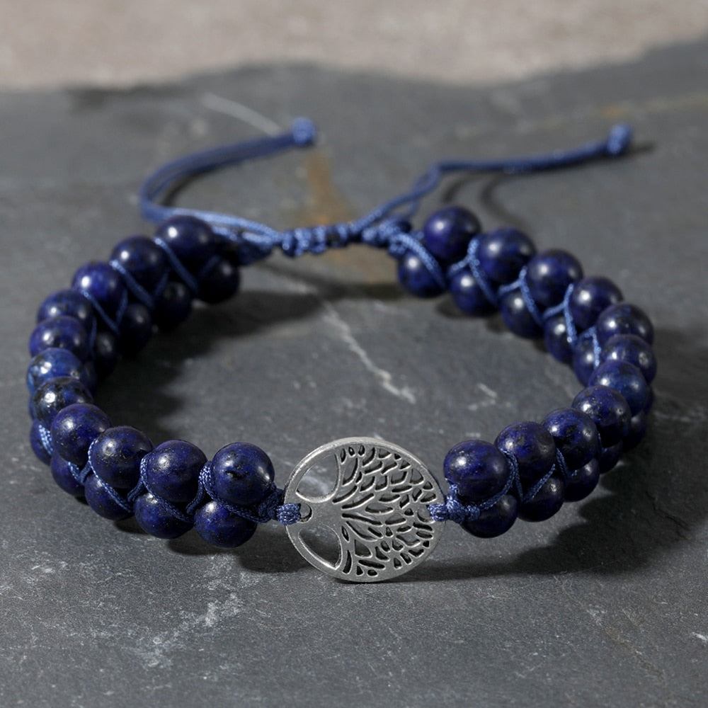 Lapislazuli-Weisheitsarmband mit Lebensbaum-Design