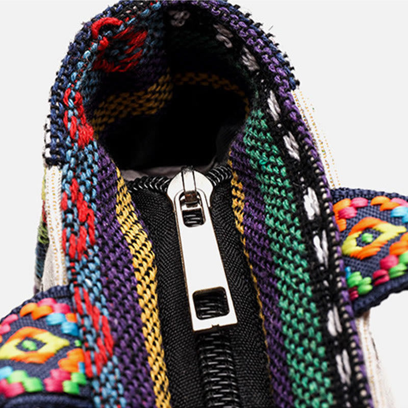 Große Canvas-Tragetasche mit Elefanten-Schmetterlings-Stickerei – Spiritueller Charme