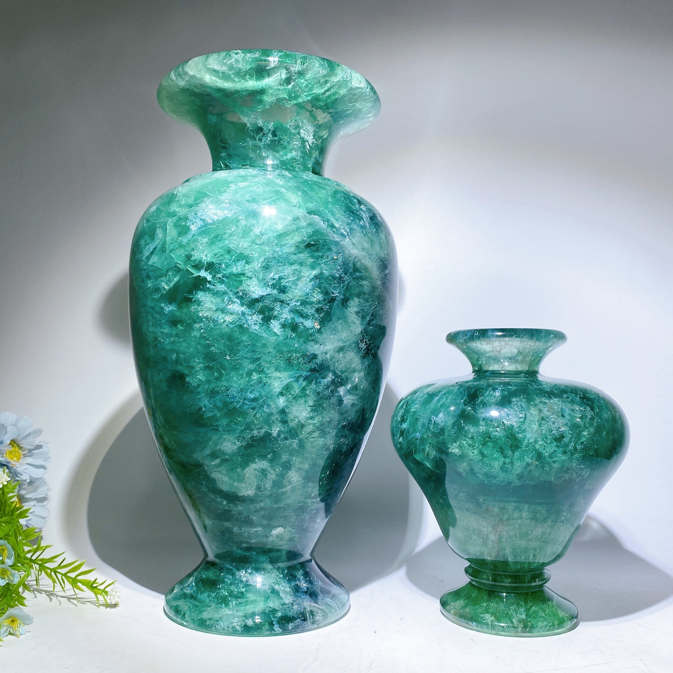 Large Fluorite Crystal Vase 7.5" & 14.2" for Healing Decor