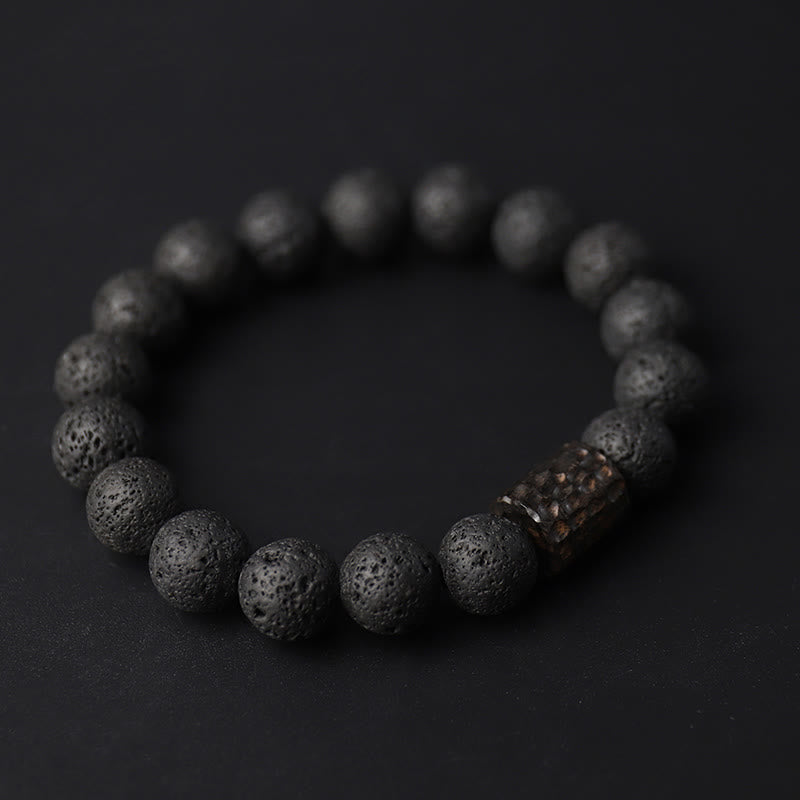Heilarmband aus Lavastein und Tigerauge, 18 cm, für Gleichgewicht