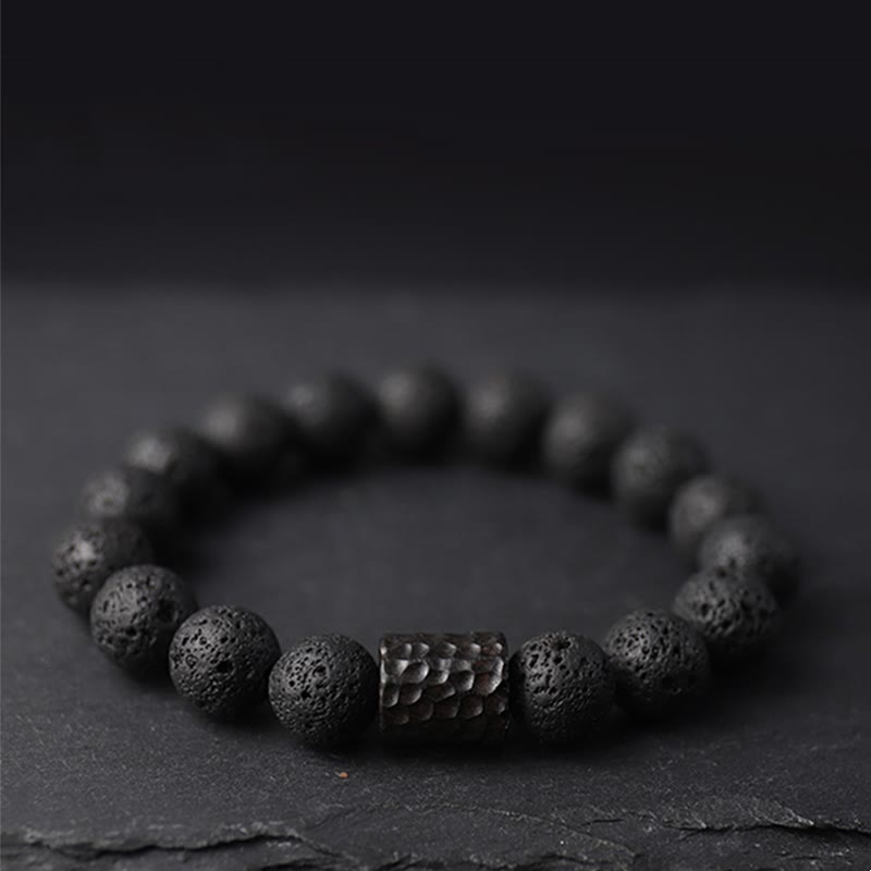 Heilarmband aus Lavastein und Tigerauge, 18 cm, für Gleichgewicht