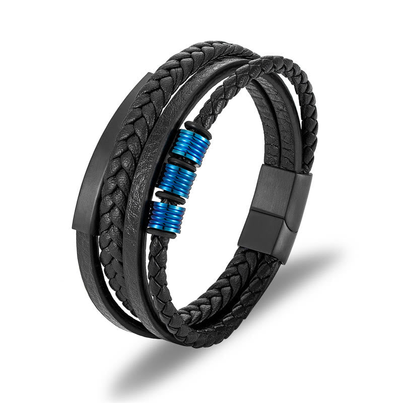 Balance-Armband aus Leder und Titanstahl mit magnetischer Schnalle
