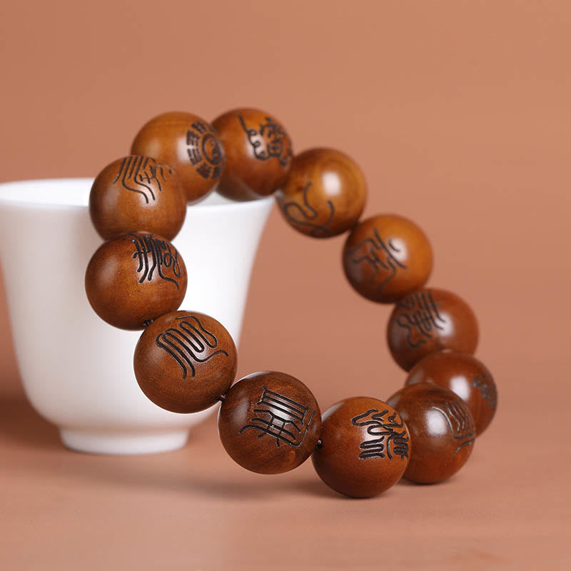 Vom Blitz getroffenes Yin-Yang-Armband aus Jujube-Holz zum Schutz