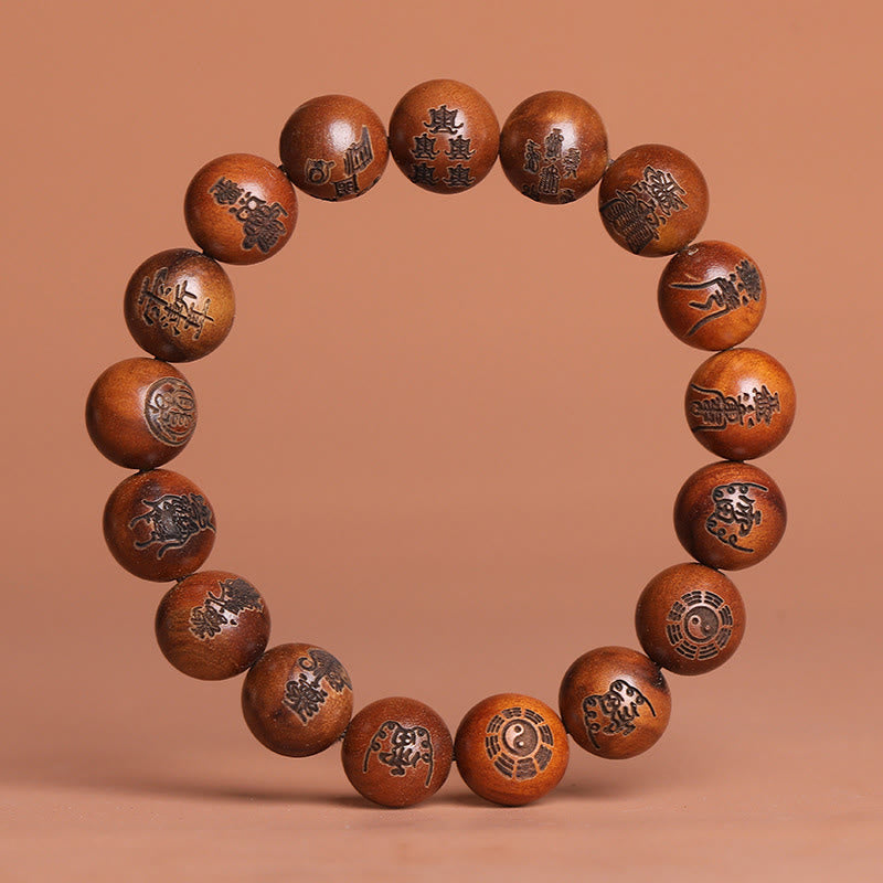 Vom Blitz getroffenes Yin-Yang-Armband aus Jujube-Holz zum Schutz
