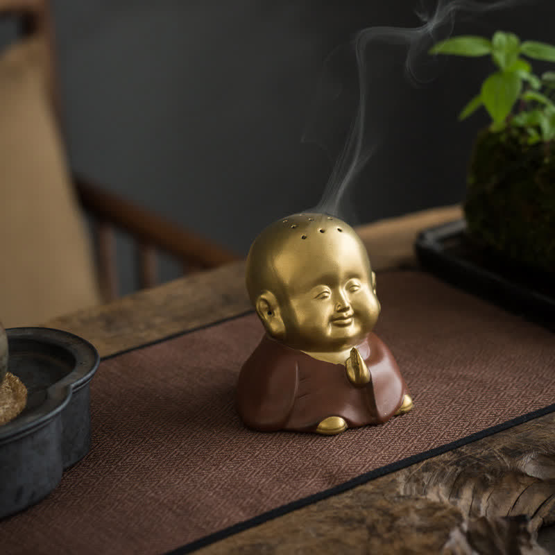 Kleiner Buddha-Räucherbrenner aus Keramik für Heilung und Meditation