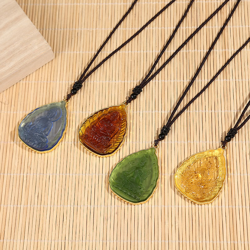 Liuli Kristall-Buddha-Halskettenanhänger für Gelassenheit und Glück