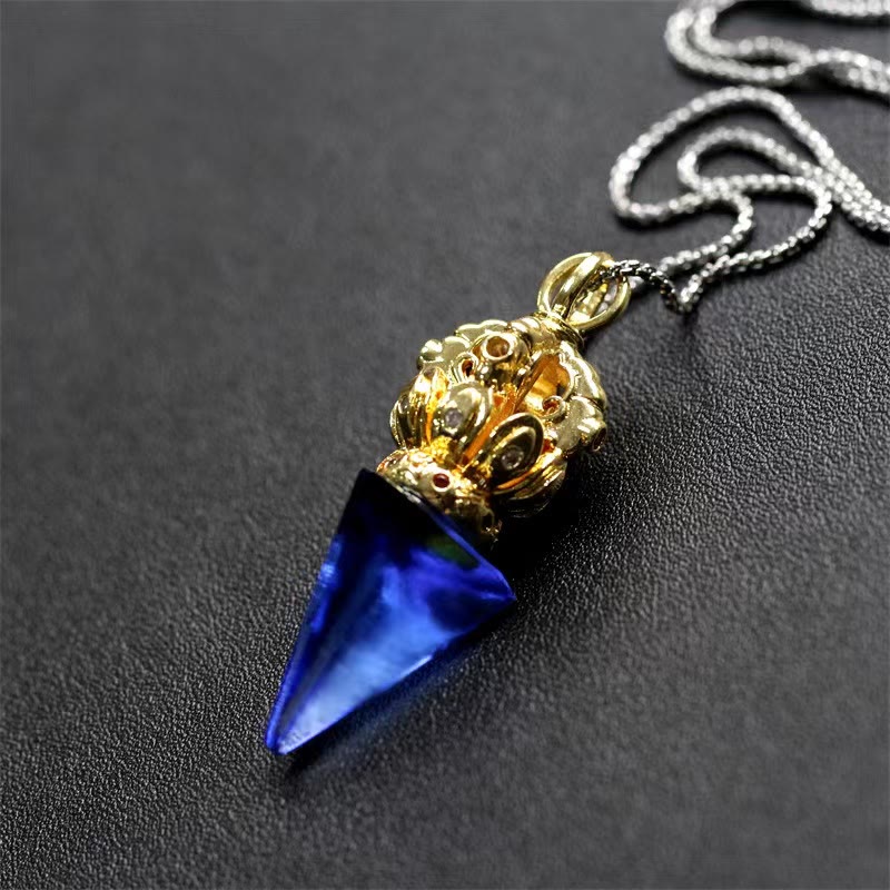 Liuli Crystal Dorje Vajra Halskette mit spiritueller Stärke