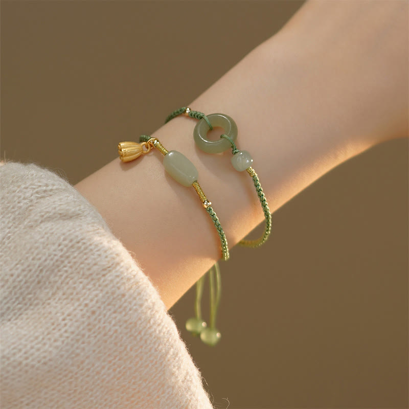 Lotus Jade Peace Buckle Charm Armband für Wohlstand