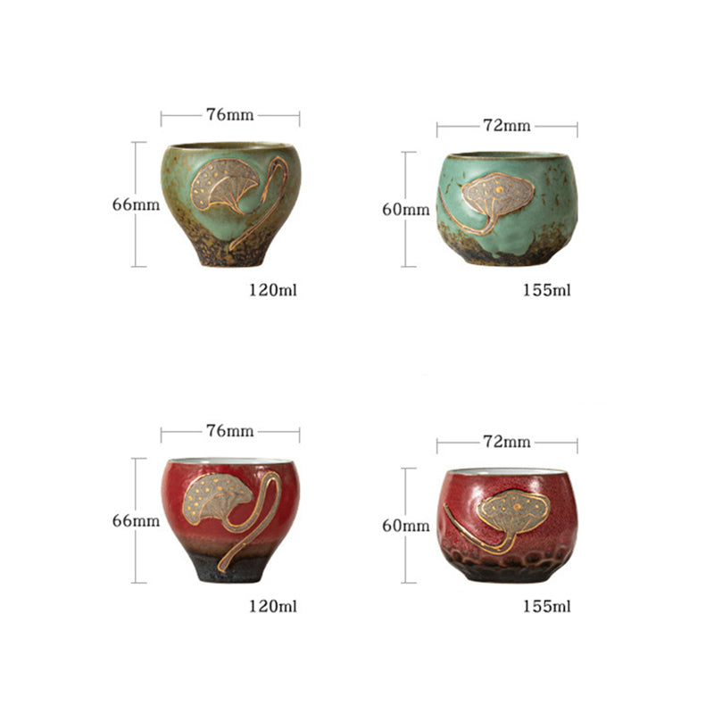 Keramik-Teetasse mit Lotus-Schote, graviert, 155 ml, Achtsamkeit