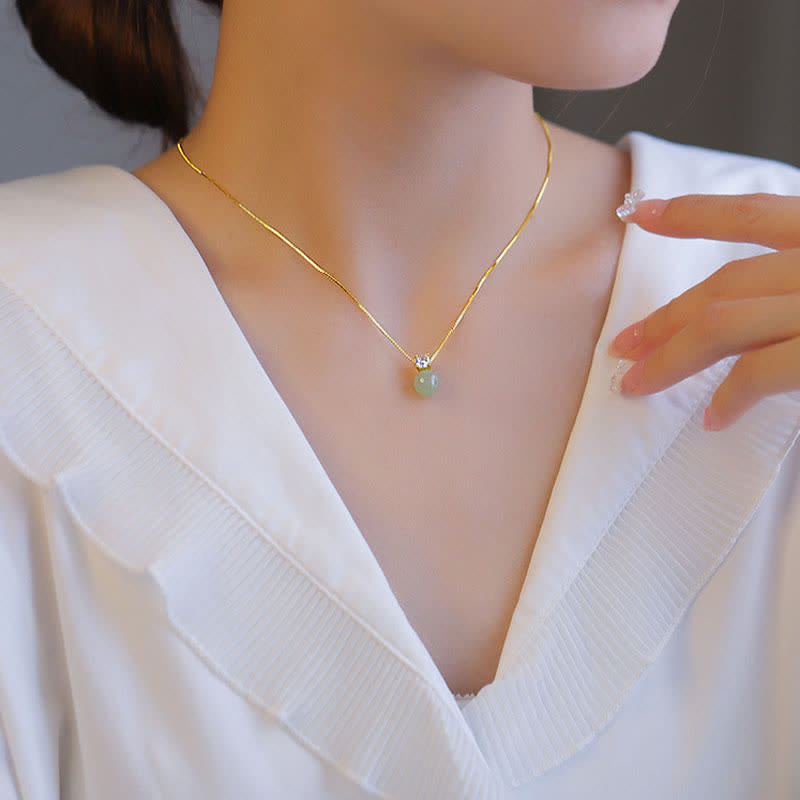 Glücksperle Jade Wohlstandskette Anhänger Halskette