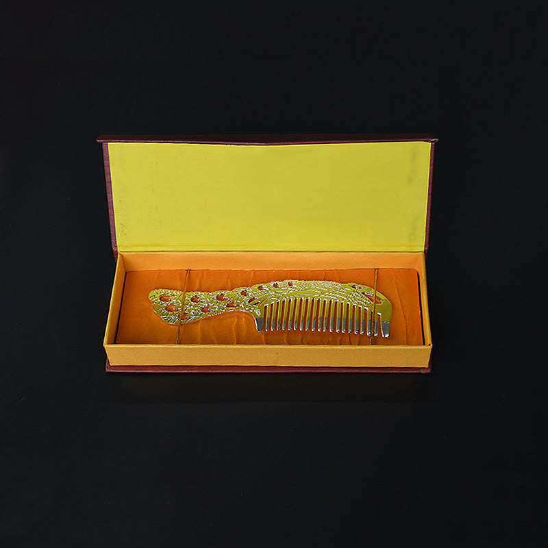 Lucky Dragon Phoenix Goldlegierungskamm für Schutz und Stärke