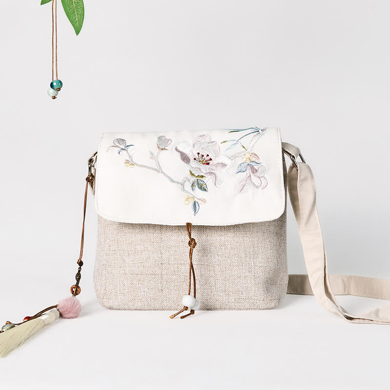 Magnolia Bestickter Canvas Rucksack Spirituelle Accessoires