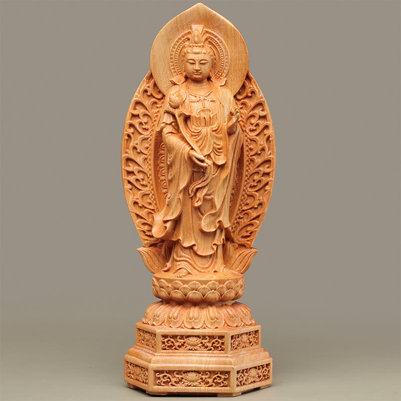 Mahasthamaprapta Bodhisattva Thuja Holz optimistische Buddha-Statue