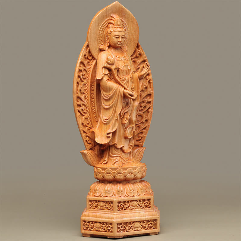 Mahasthamaprapta Bodhisattva Thuja Holz optimistische Buddha-Statue