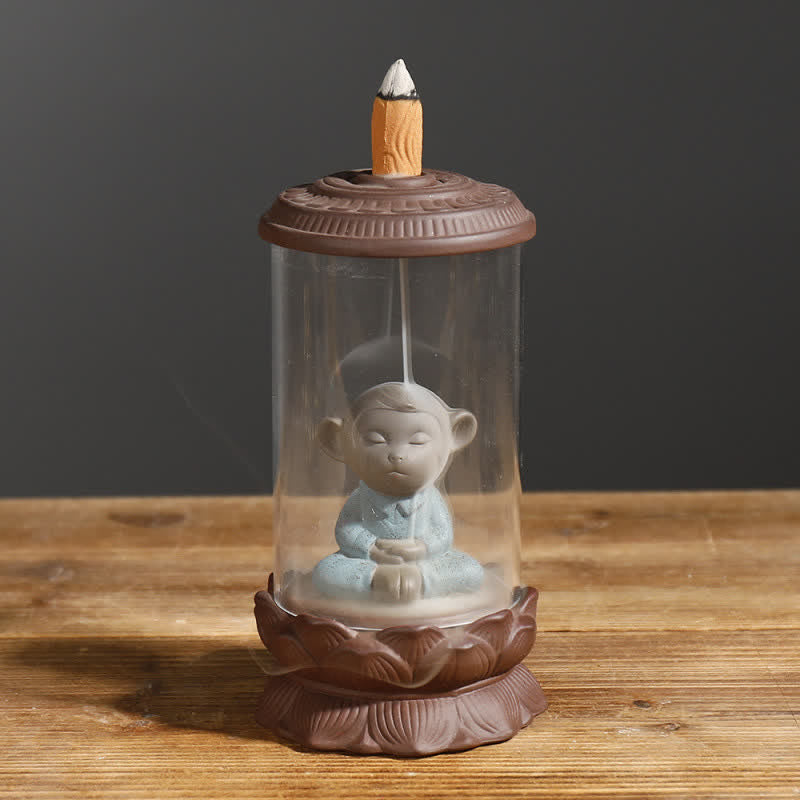 Meditation Wukong Rückfluss-Räuchergefäß aus violettem Ton