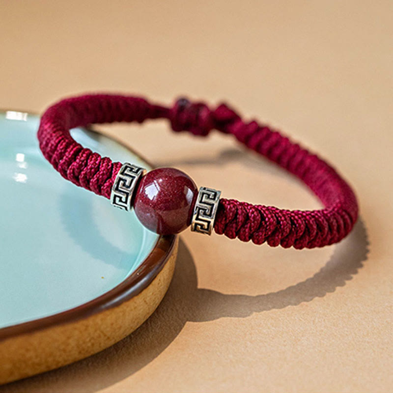 Herren Zinnober Armband 12mm Perlen | Sterling Silber Calm