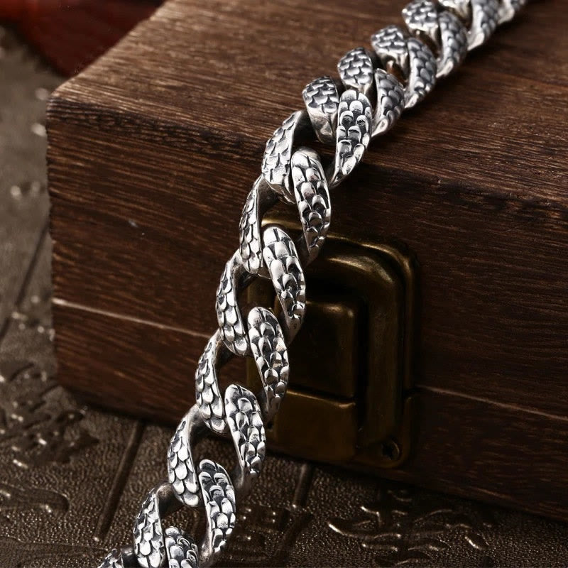 Schutzarmband für Herren aus Kupfer mit Drachenschuppen, 20 cm