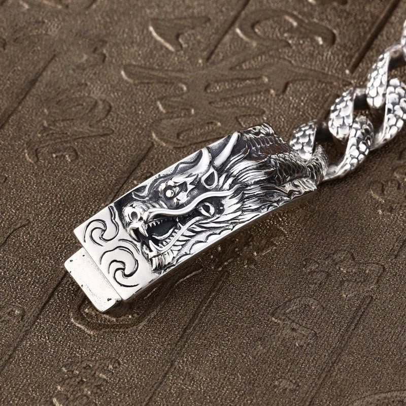 Schutzarmband für Herren aus Kupfer mit Drachenschuppen, 20 cm