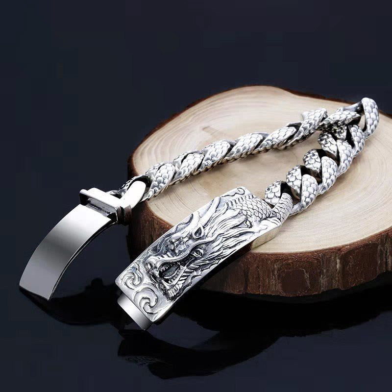 Schutzarmband für Herren aus Kupfer mit Drachenschuppen, 20 cm