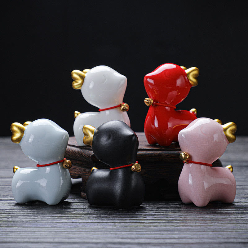 Mini-Teetierfigur aus Keramik mit Hirschmotiv für spirituelles Dekor