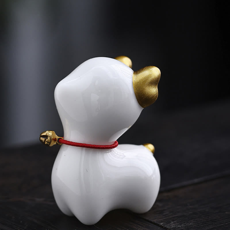 Mini-Teetierfigur aus Keramik mit Hirschmotiv für spirituelles Dekor