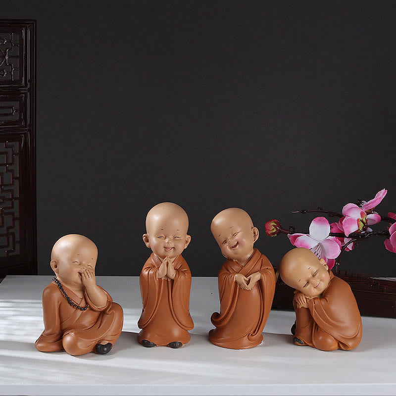 Mini-Buddha-Statue aus Kunstharz für Meditation und betende Mönche für Gelassenheit