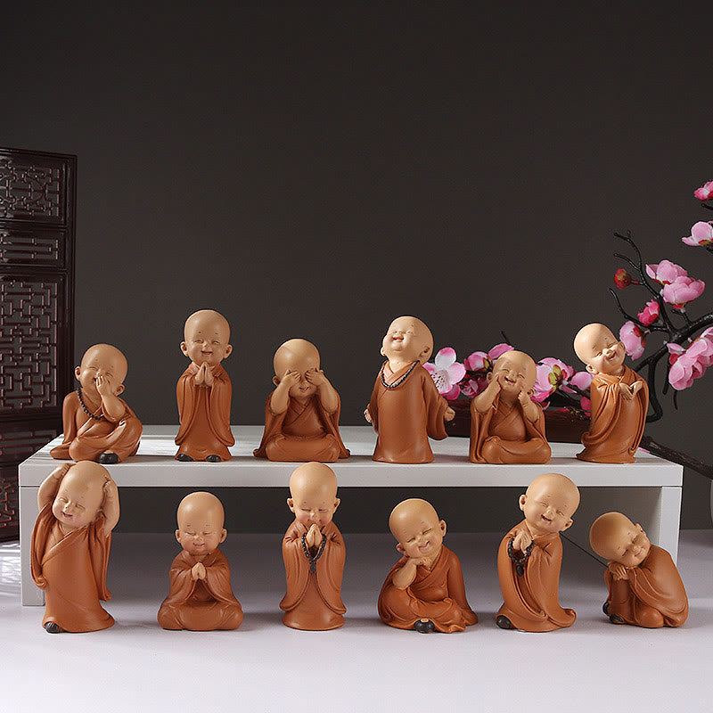 Mini-Buddha-Statue aus Kunstharz für Meditation und betende Mönche für Gelassenheit