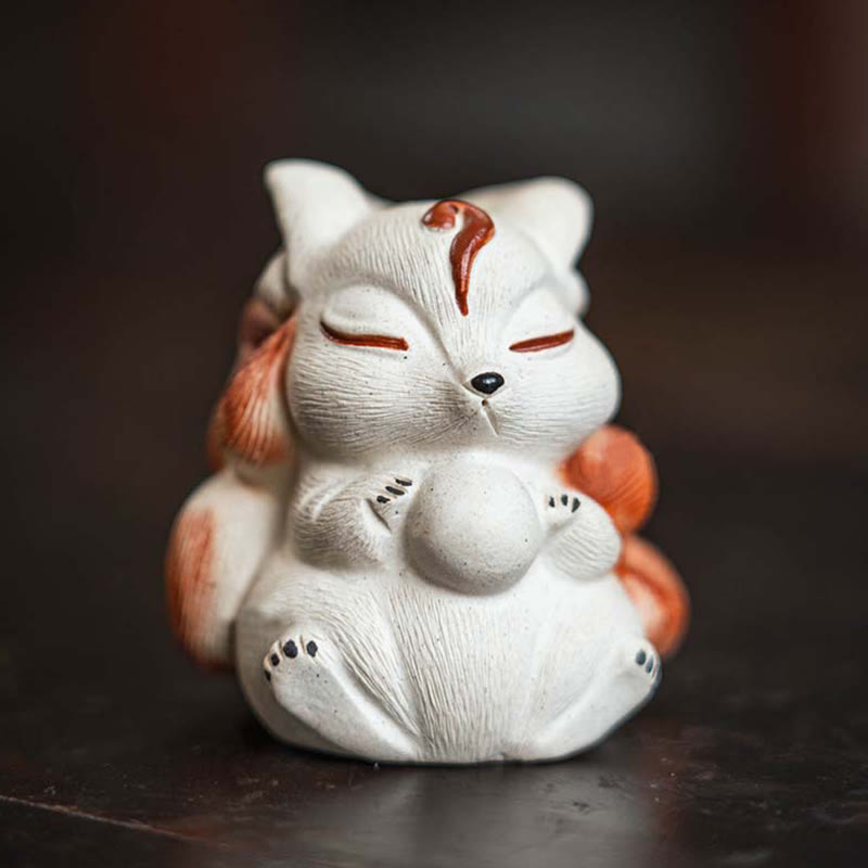 Mini-Neunschwänziger Fuchs, lila Ton, Schreibtischdekoration für Zen