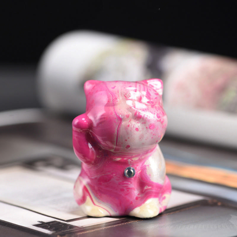 Mini-Katze aus Rosenholz, Zen-Ornament – handgefertigtes Lackhandwerk