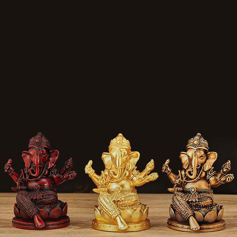 Kleine goldene Mini-Ganesh-Statue 4,5 x 4 x 6 cm für Meditation