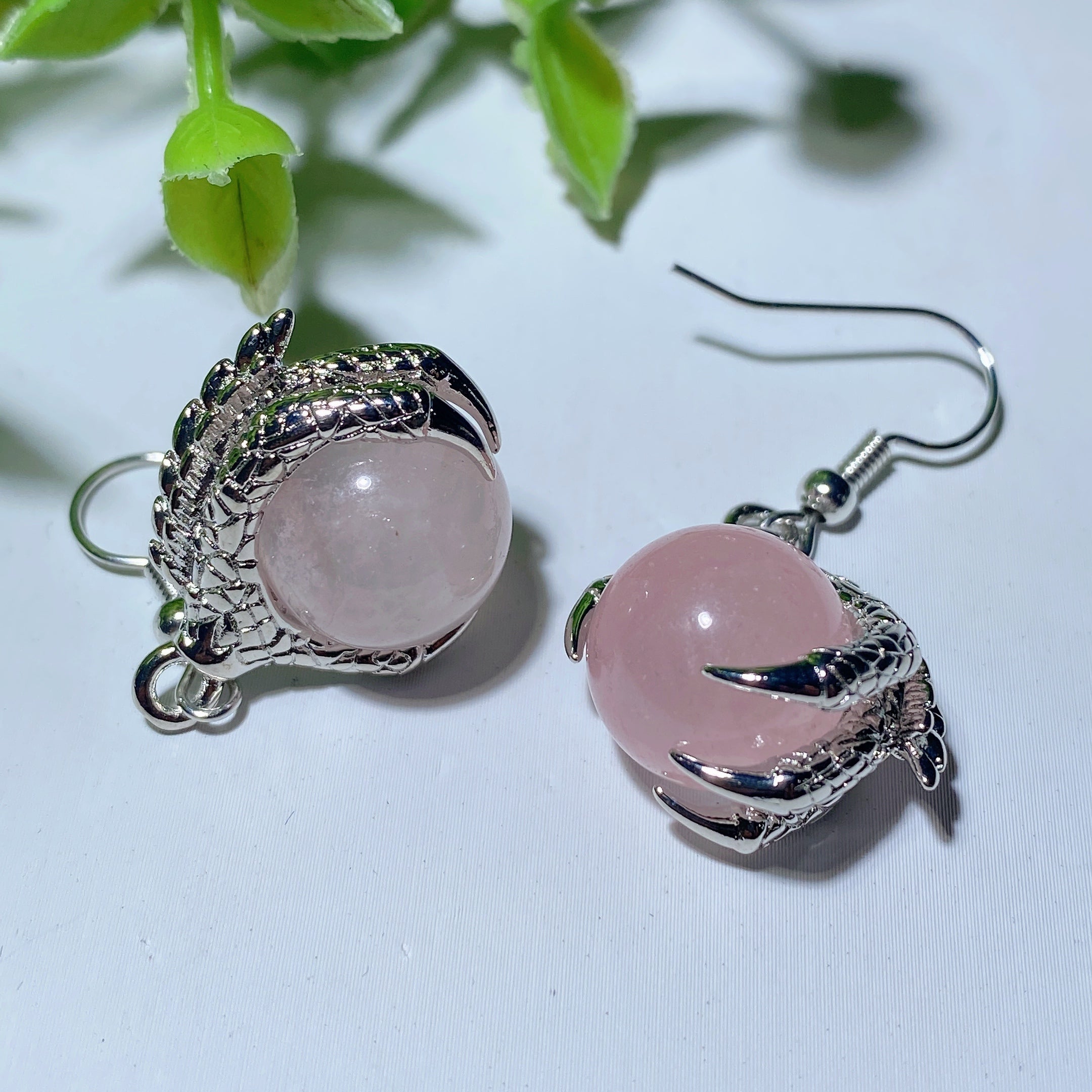 Ohrringe mit Drachenpfoten-Motiv, gemischte Kristalle, Heilschmuck