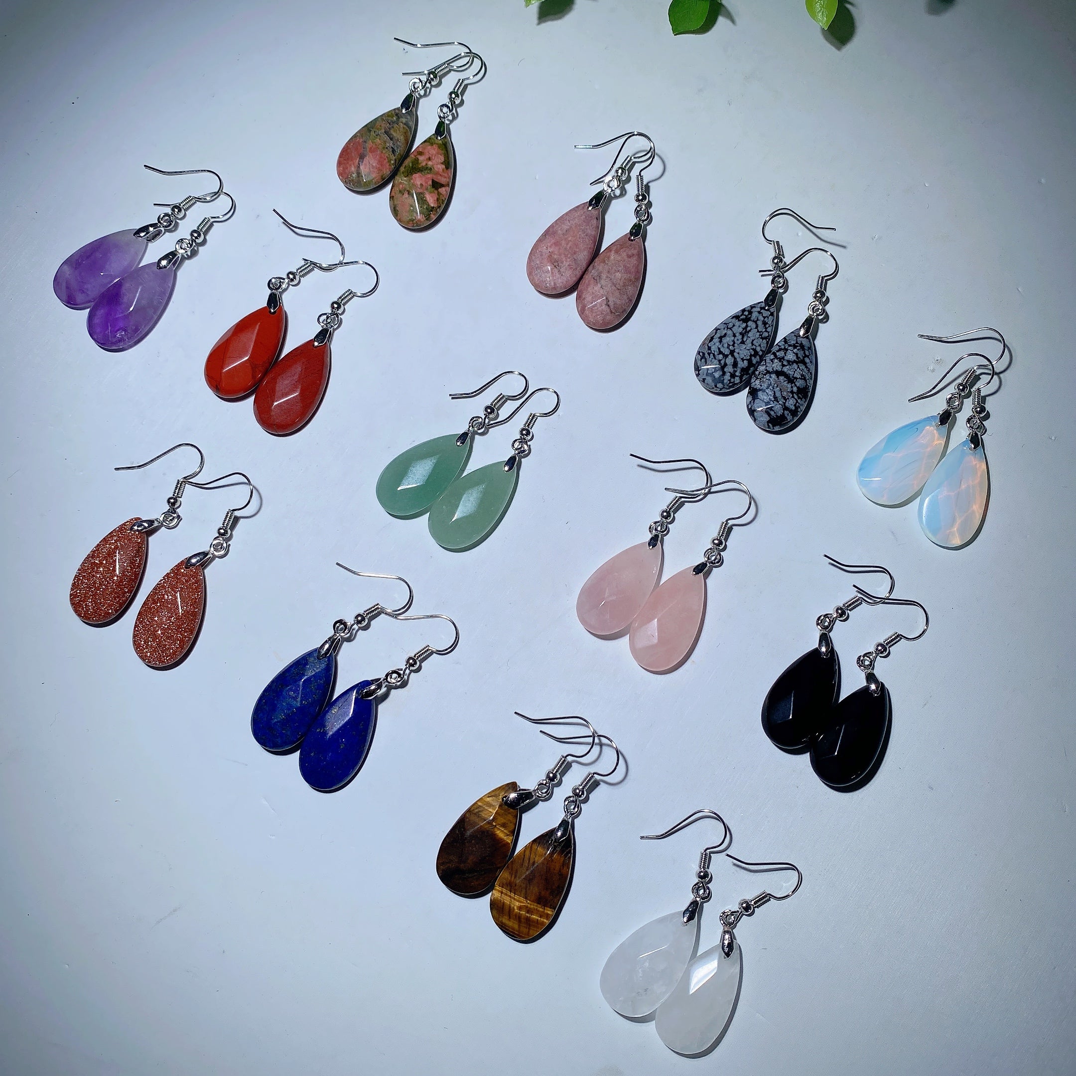 Mixed Crystal Faceted Spiritual Earrings 1 Inch Balance