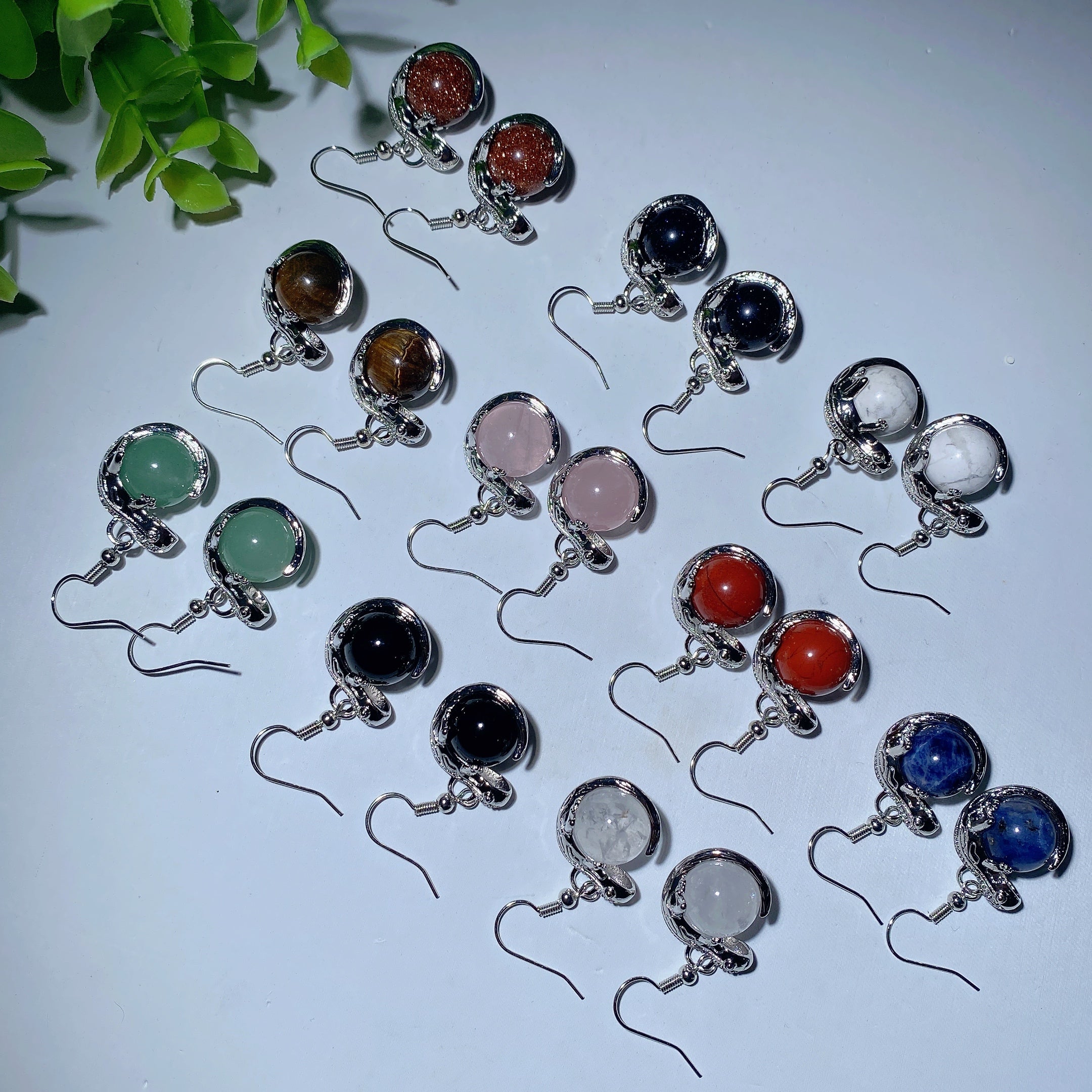 Mixed Crystal Lizard Earrings with Healing Stones 1.5 Inch
