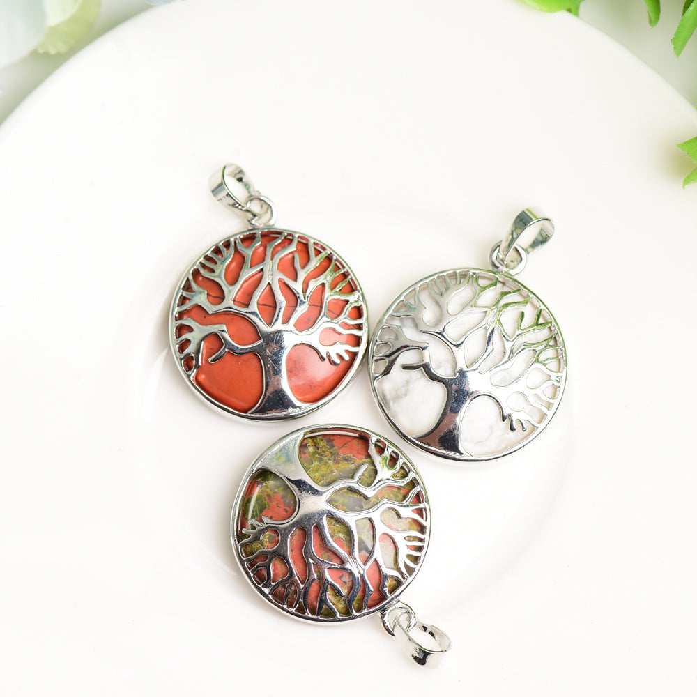 Mixed Crystal Tree of Life Pendant 1.2 inch Healing Jewelry