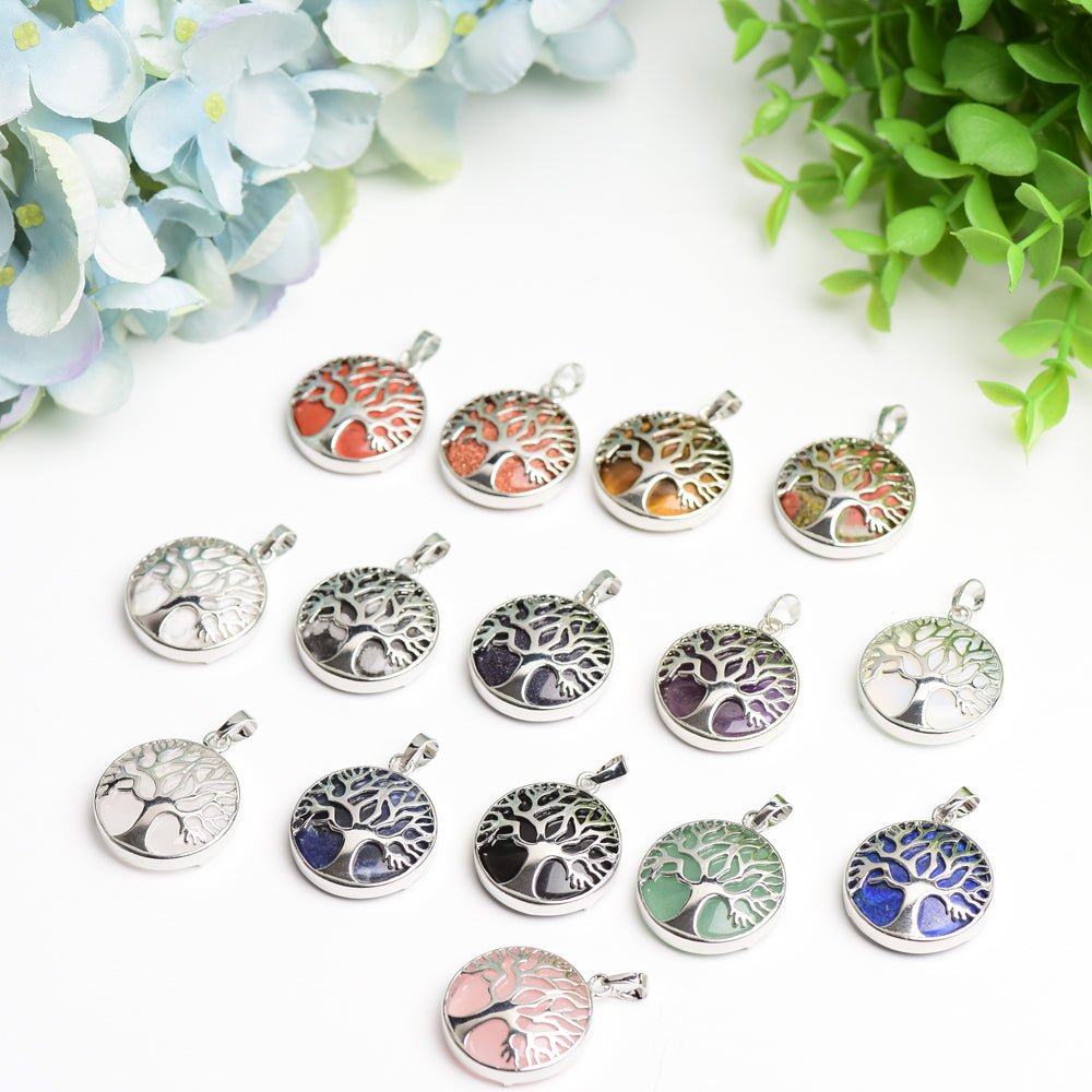 Mixed Crystal Tree of Life Pendant 1.2 inch Healing Jewelry