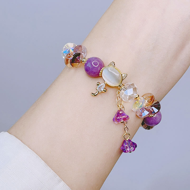 Balance-Armband mit Katzenmotiv und mehreren Kristallen