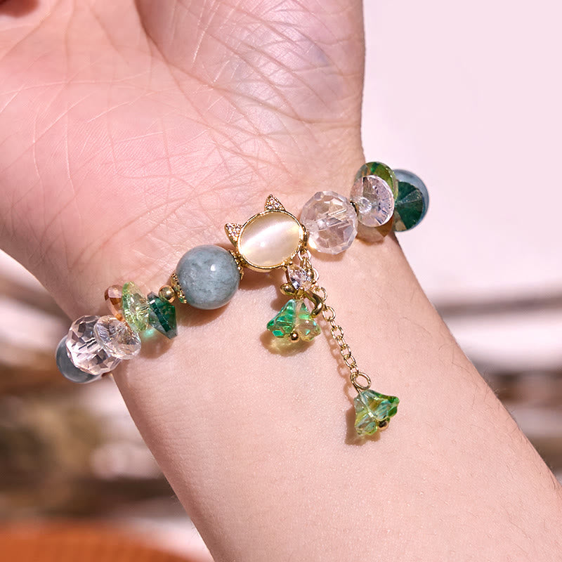 Balance-Armband mit Katzenmotiv und mehreren Kristallen