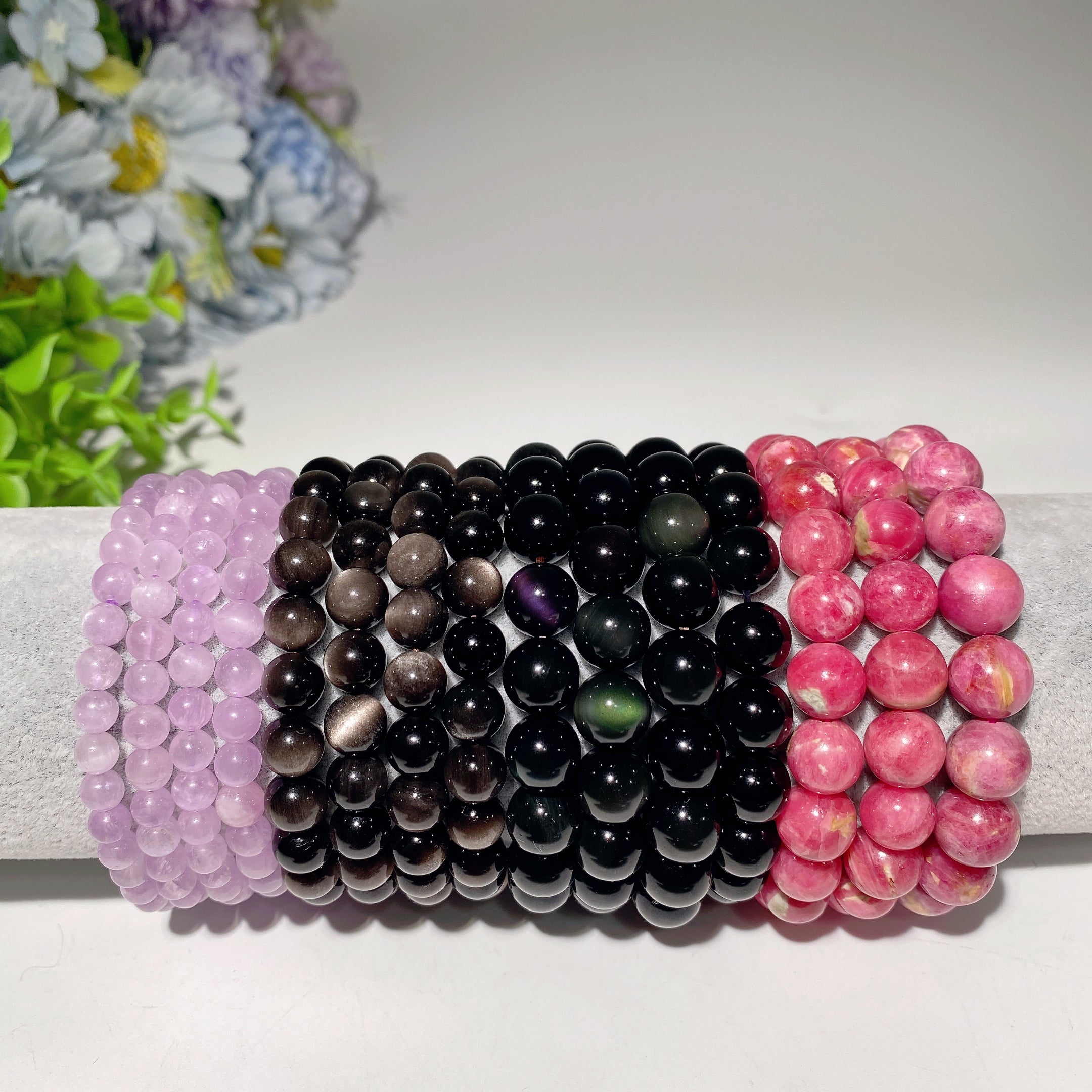 Multi-Gemstone Obsidian Bracelet 5-11mm for Healing & Protection