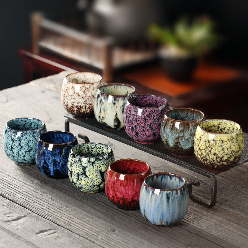 Mehrfarbige Kiln Change Jianzhan Keramik-Teetasse 110 ml